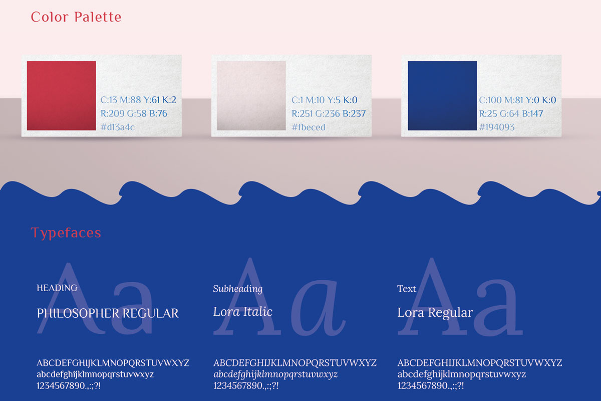 palette colori e font utilizzati